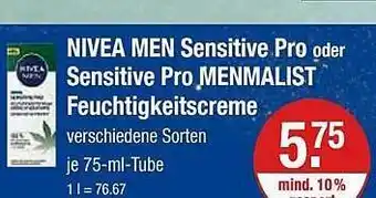 V Markt Nivea men sensitive pro oder sensitive pro menmalist feuchtigkeitscreme Angebot