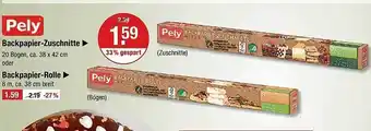 V Markt Pely backpapier-zuschnitte oder backpapier-rolle Angebot