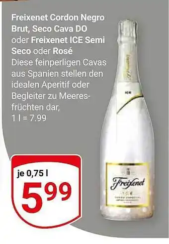 Globus Freixenet cordon negro brut, seco cava do oder freixenet ice semi seco oder rosé Angebot