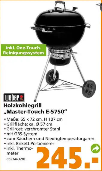 Globus Baumarkt Weber Holzkohlegrill ,,Master Touch E-5750" Angebot