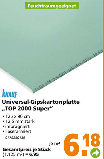 Globus Baumarkt Knauf Universal Gipskartonplatte Top 2000 Super Angebot
