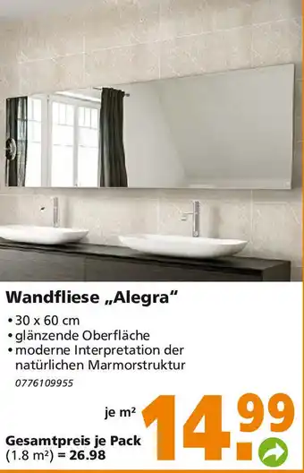 Globus Baumarkt Alegra Wandfliese Angebot