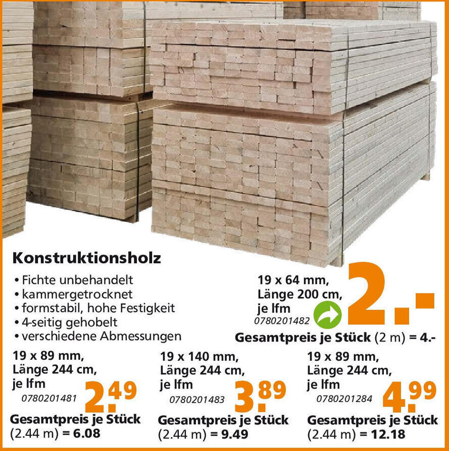 Konstruktionsholz Angebot bei Globus Baumarkt