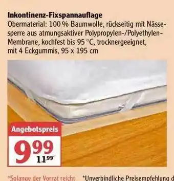 Globus Inkontinenz Fixspannauflage Angebot