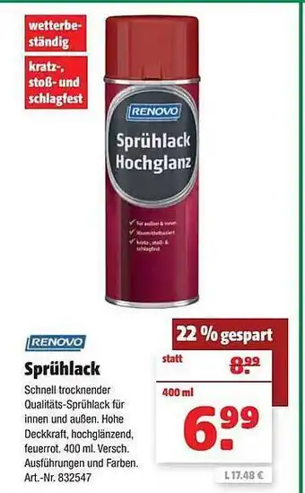 Hagebau Renovo sprühlack Angebot