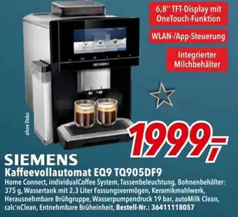 dodenhof Siemens Kaffeevollautomat EQ9 TQ905DF9 Angebot