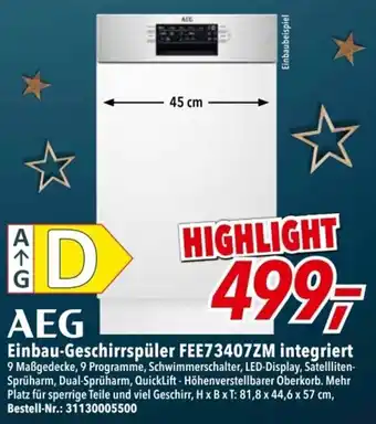 dodenhof AEG Einbau Geschirrspüler FEE73407ZM integriert Angebot