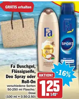 AEZ Fa Duschgel Flüssigseife, Deo Spray oder Roll-On 50-250ml Angebot