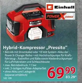 Selgros Power x-change einhell hybrid-kompressor pressito Angebot