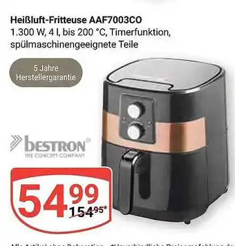 Globus Bestron heißluftfritteuse aaf7003co Angebot