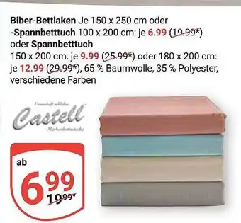 Globus Biber-bettlaken oder -spannbetttuch oder spannbetttuch castell Angebot