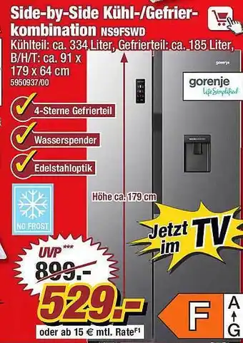 Poco Side-by-side kühl- gefrierkombination ns9fswd gorenje Angebot