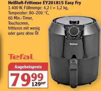 Globus Tefal Heißluft Fritteuse EY201815 Easy Fry Angebot