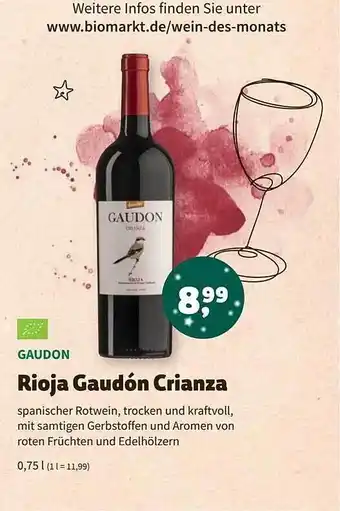 Biomarkt Rioja gaudón crianza Angebot