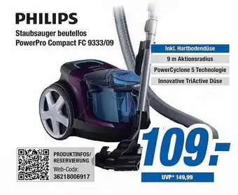 Expert Bening Philips staubsauger beutellos powerpro compact fc9333.09 Angebot