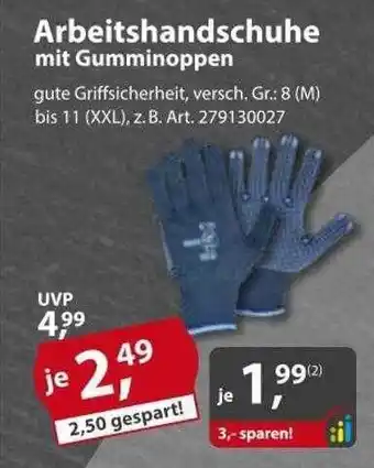 Sonderpreis Baumarkt Arbeitshandschuhe mit gumminoppen Angebot