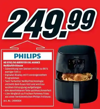 MediaMarkt Philips HD 9762/90 Airfryer XXL Avance Heißluftfritteuse Angebot