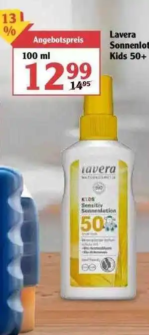 Globus Lavera Sonnenlotion Kids 50+ 100ml Angebot