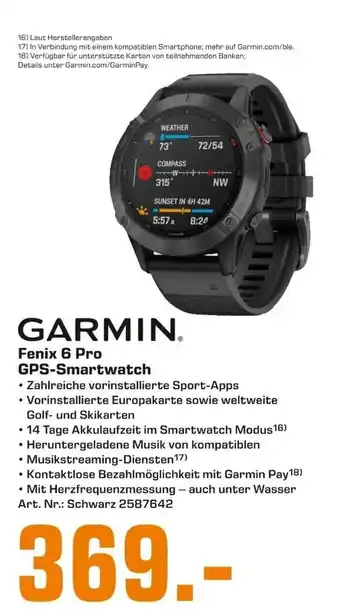 Saturn GARMIN Fenix 6 Pro GPS-Smartwatch Angebot