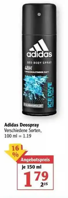 Globus Adidas Deospray 150ml Angebot