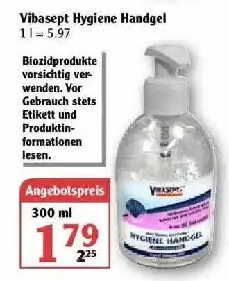 Globus Vibasept Hygiene Handgel 300ml Angebot