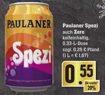 Edeka Neukauf Paulaner Spezi auch Zero 0,33 L Dose Angebot