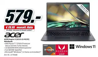 MediaMarkt Acer Aspire 3 (A315-23-R23V) Notebook Angebot