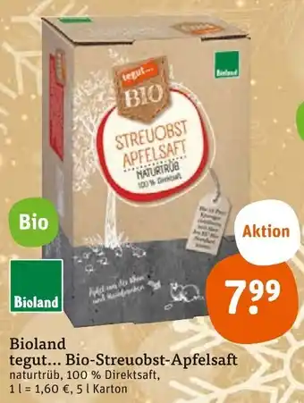 tegut Bioland tegut... Bio Streuobst Apfelsaft 5 L Karton Angebot