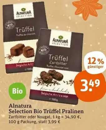 tegut Alnatura Selection Bio Trüffel Pralinen 100 g Packung Angebot