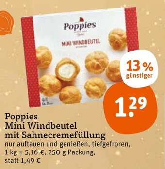 tegut Poppies Mini Windbeutel mit Sahnecremefüllung Angebot