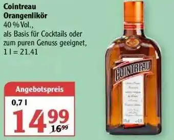 Globus Cointreau Orangenlikör 0,7L Angebot