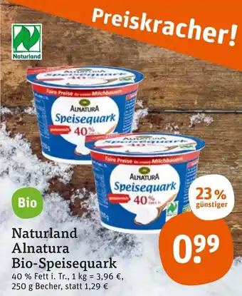 tegut Naturland Alnatura Bio Speisequark 250 g Becher Angebot