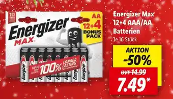 Lidl Energizer max 12+4 aaa/aa batterien Angebot