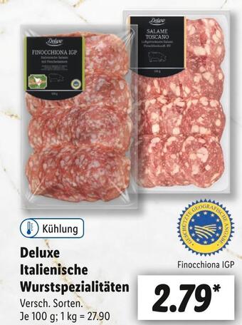 Lidl Deluxe italienische wurstspezialitäten Angebot