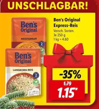 Lidl Ben‘s original express-reis Angebot