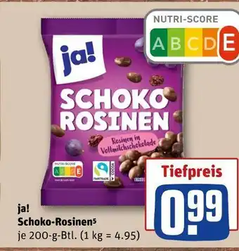 REWE Ja! schoko-rosinen Angebot