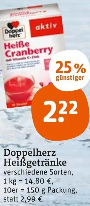 tegut Doppelherz Heißgetränke 150 g Packung Angebot