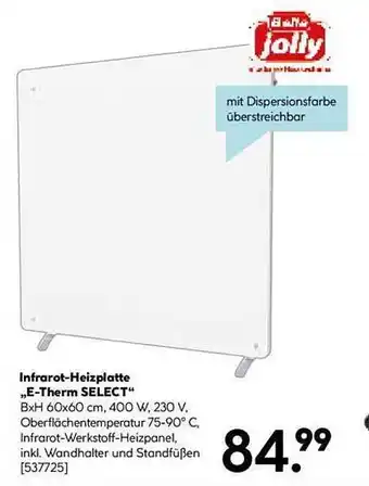 Hellweg Jolly infrarot-heizplatte e-therm select Angebot