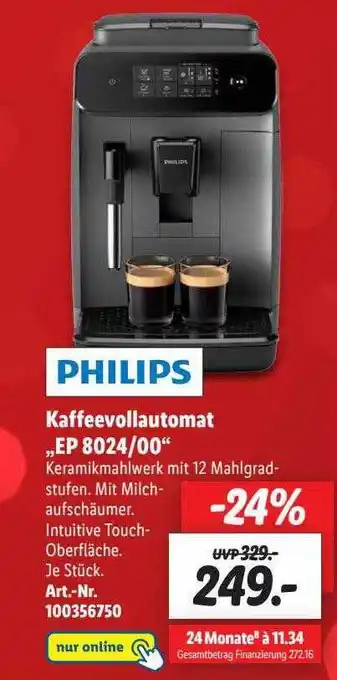 Lidl Philips kaffeevollautomat „ep 8024-00“ Angebot