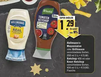 Scheck-in-Center Hellmann's mayonnaise oder grillsauce, ketchup oder knorr ketchup Angebot