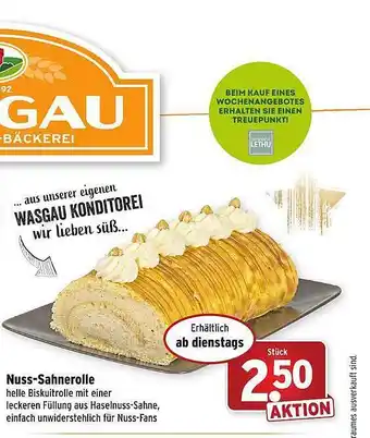 Wasgau Nuss-sahnerolle Angebot