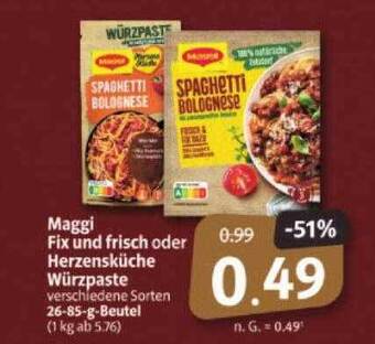 Markant Markt Maggi fix und frisch oder herzensküche würzpaste Angebot