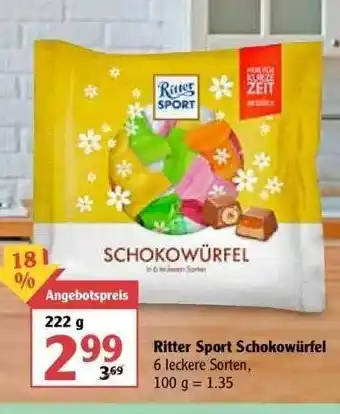 Globus Ritter Sport Schokowürfel 222g Angebot