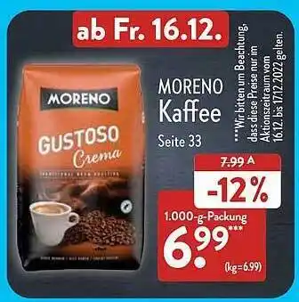 Aldi Nord Moreno kaffee Angebot