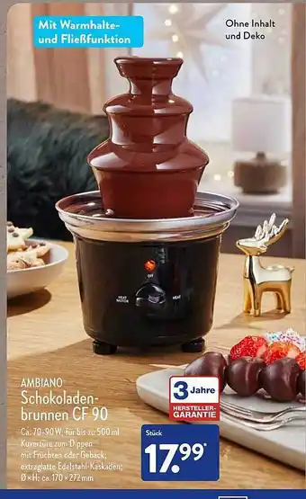 Aldi Nord Ambiano schokoladenbrunnen cf 90 Angebot