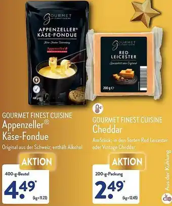 Aldi Nord Gourmet finest cuisine appenzeller käse-fondue oder cheddar Angebot