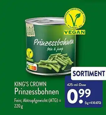 Aldi Nord King's crown prinzessbohnen Angebot