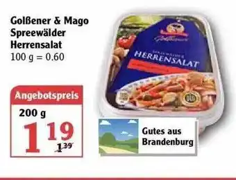 Globus Golßener & Mago Spreewälder Herrensalat 200g Angebot