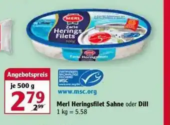 Globus Merl Heringsfilet Sahne oder Dill 500g Angebot