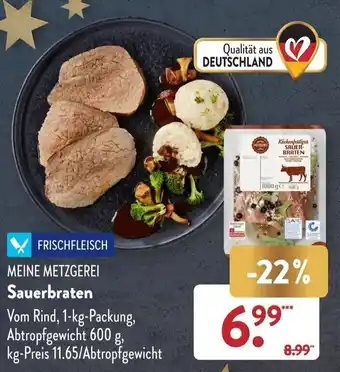 Aldi Süd Meine Metzgerei Sauerbraten 1 kg Packung Angebot